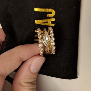 LUV AJ Marquise Diamond Disc Statement Ring